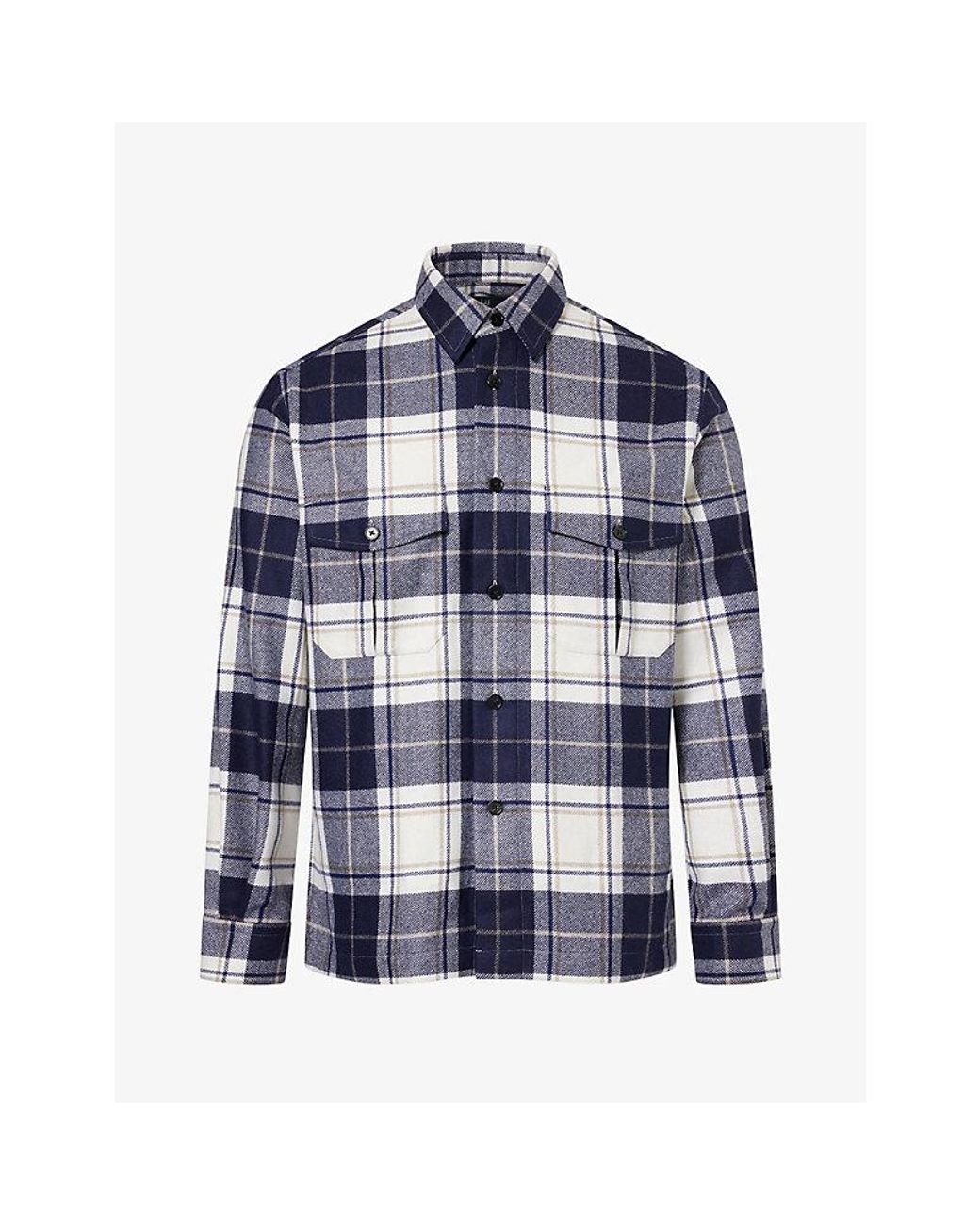 Dunhill Blue Tartan Cashmere Overshirt for men