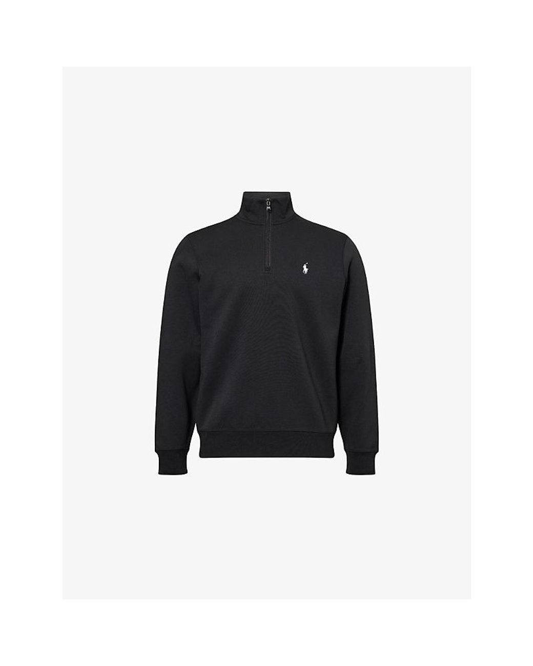 Polo Ralph Lauren Black Embroidered-Logo Long-Sleeve Cotton-Jersey Sweatshirt for men