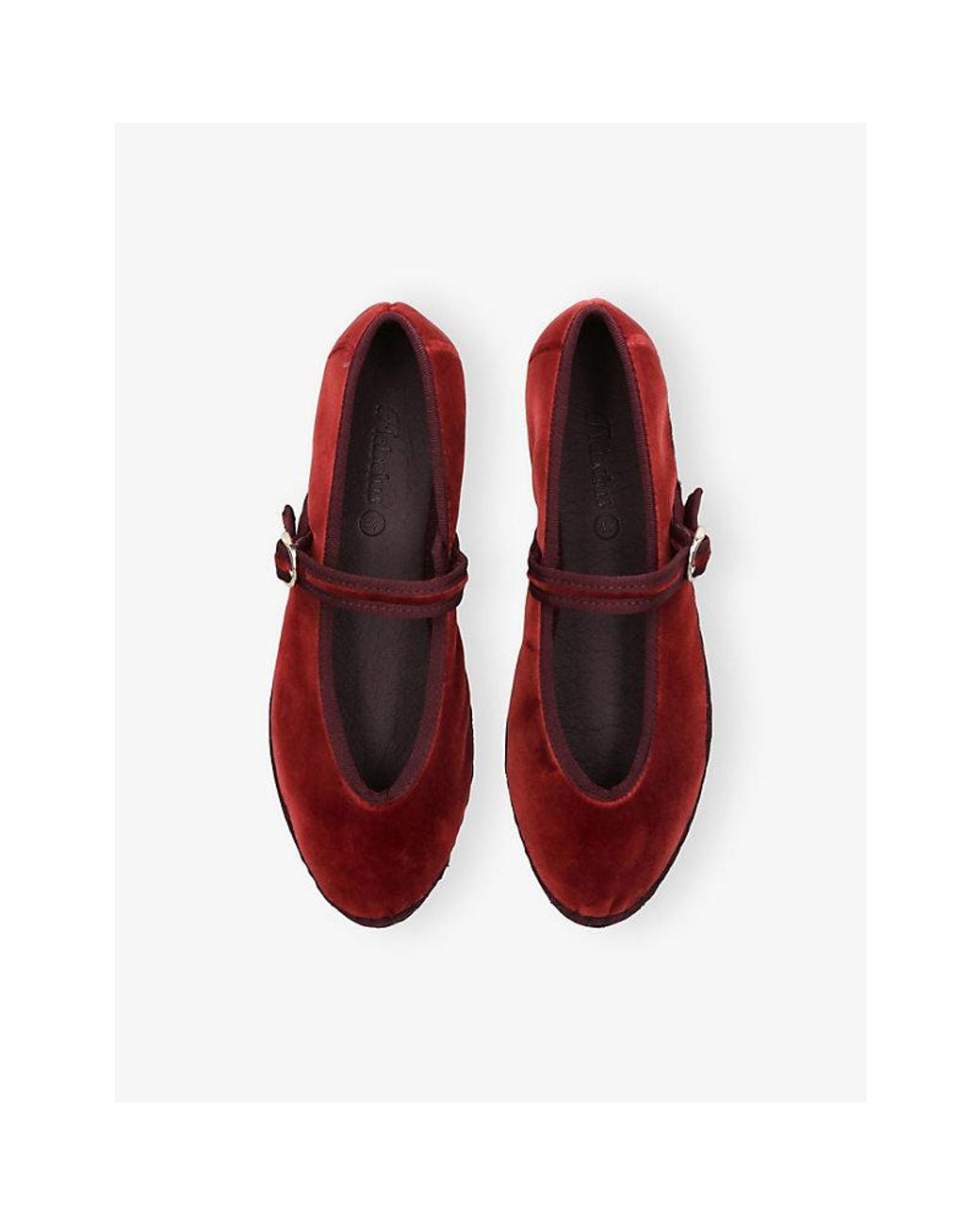 Flabelus Red Pierre Sienna Velvet Mary-Jane Flats