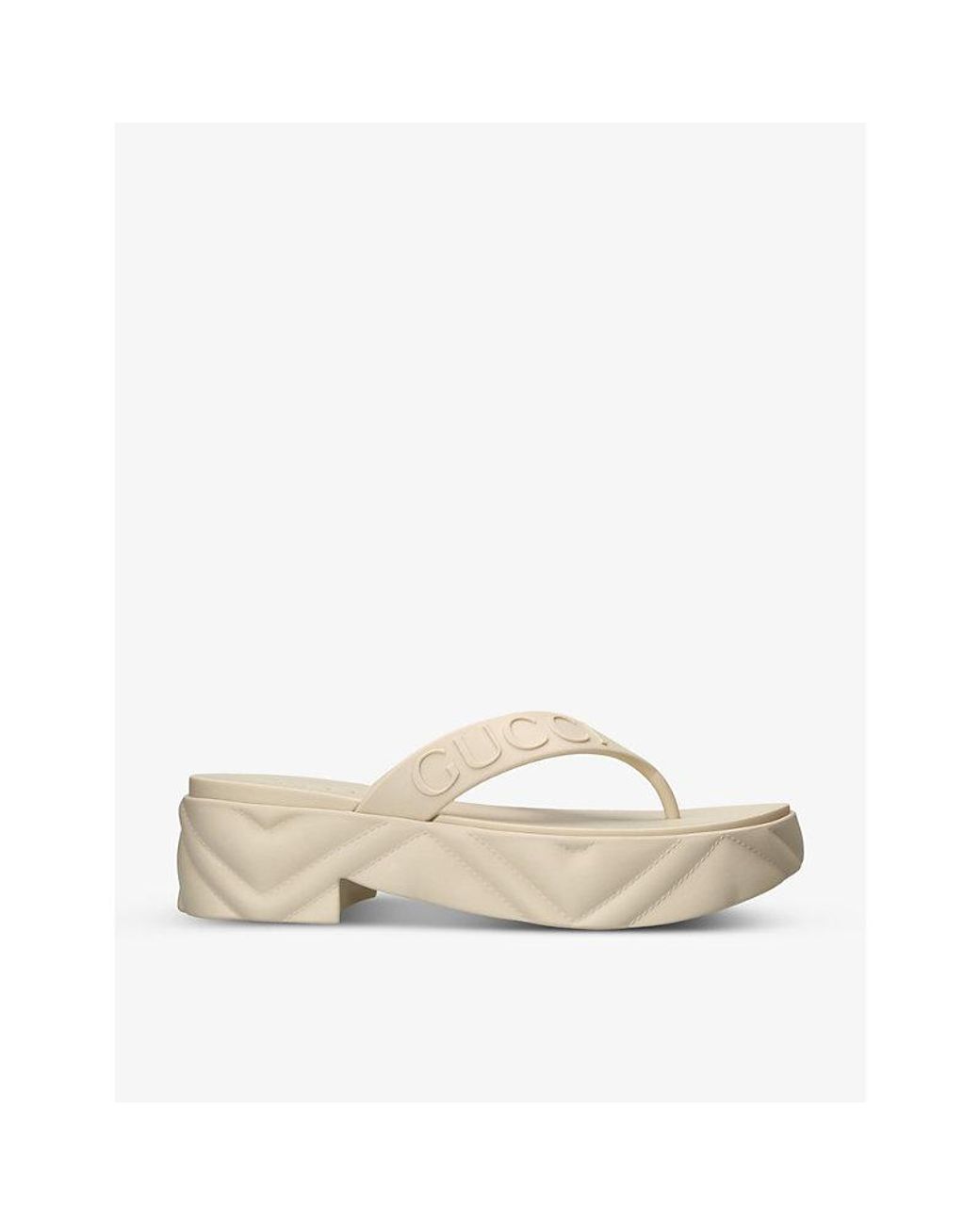 Gucci Tarifa Logo embossed Platform Sandals in Natural Lyst