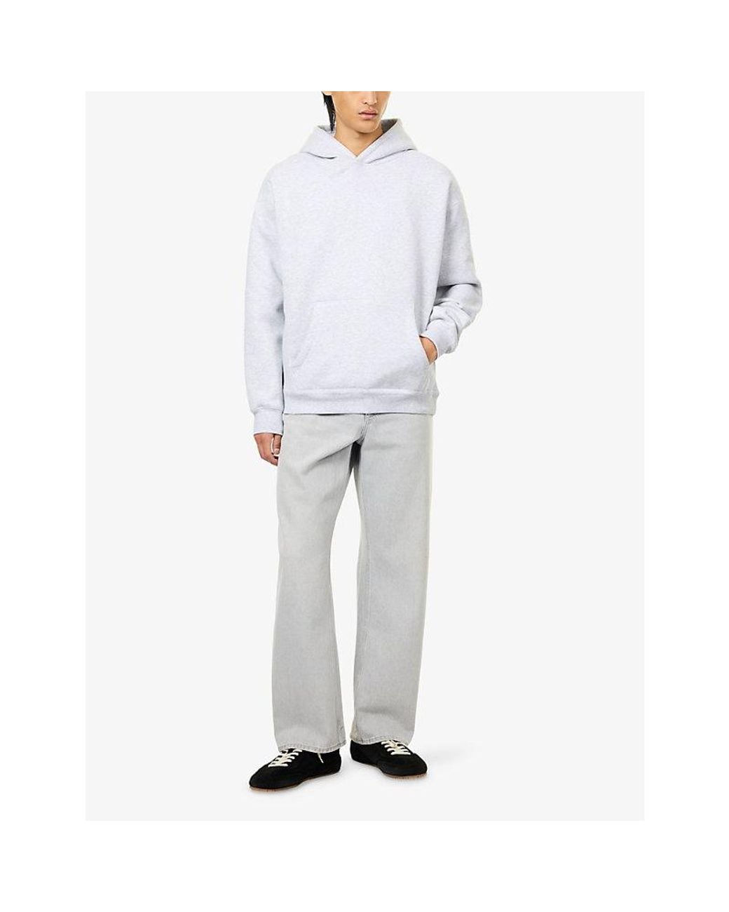 Arne Blue Relaxed-Fit Long-Sleeve Cotton-Jersey Hoody for men