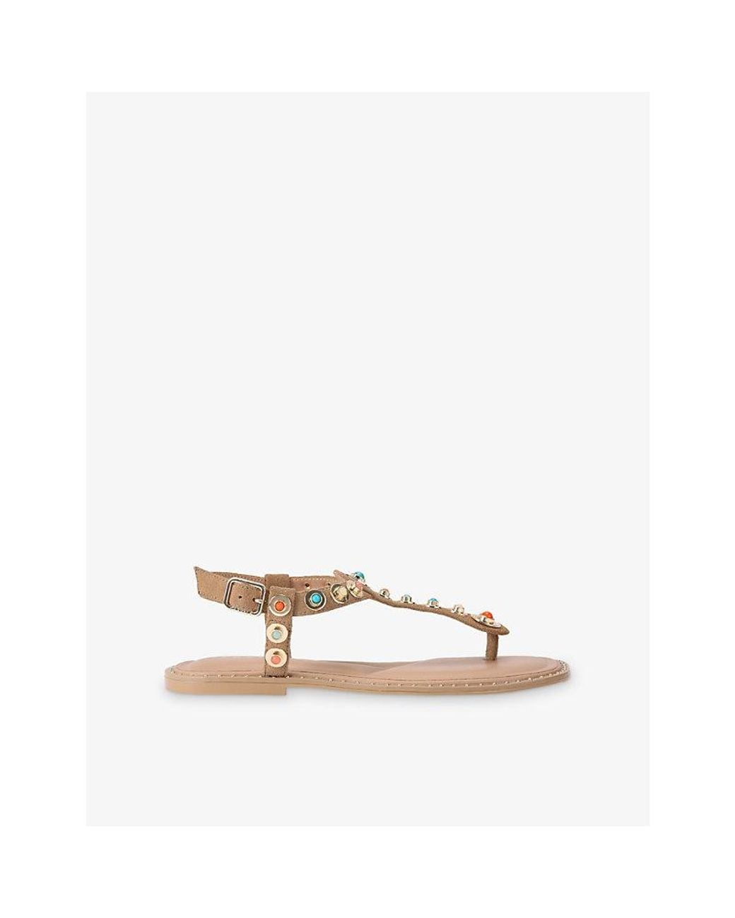 Carvela Kurt Geiger Natural Amalfi T-Bar Leather Sandals