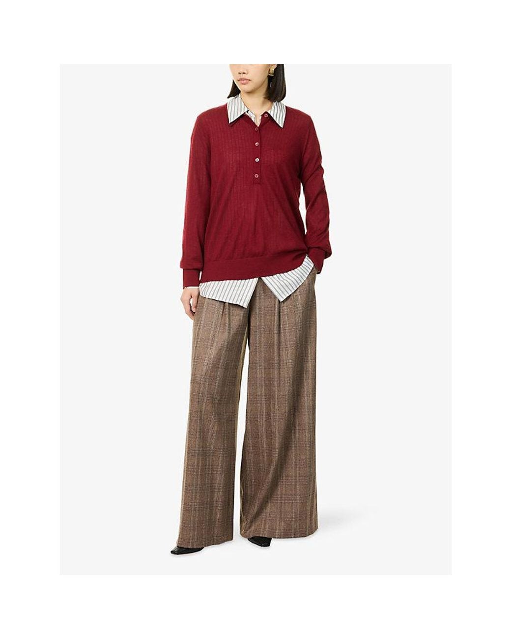 Twp Brown Avery Check Brushed Wool Trousers