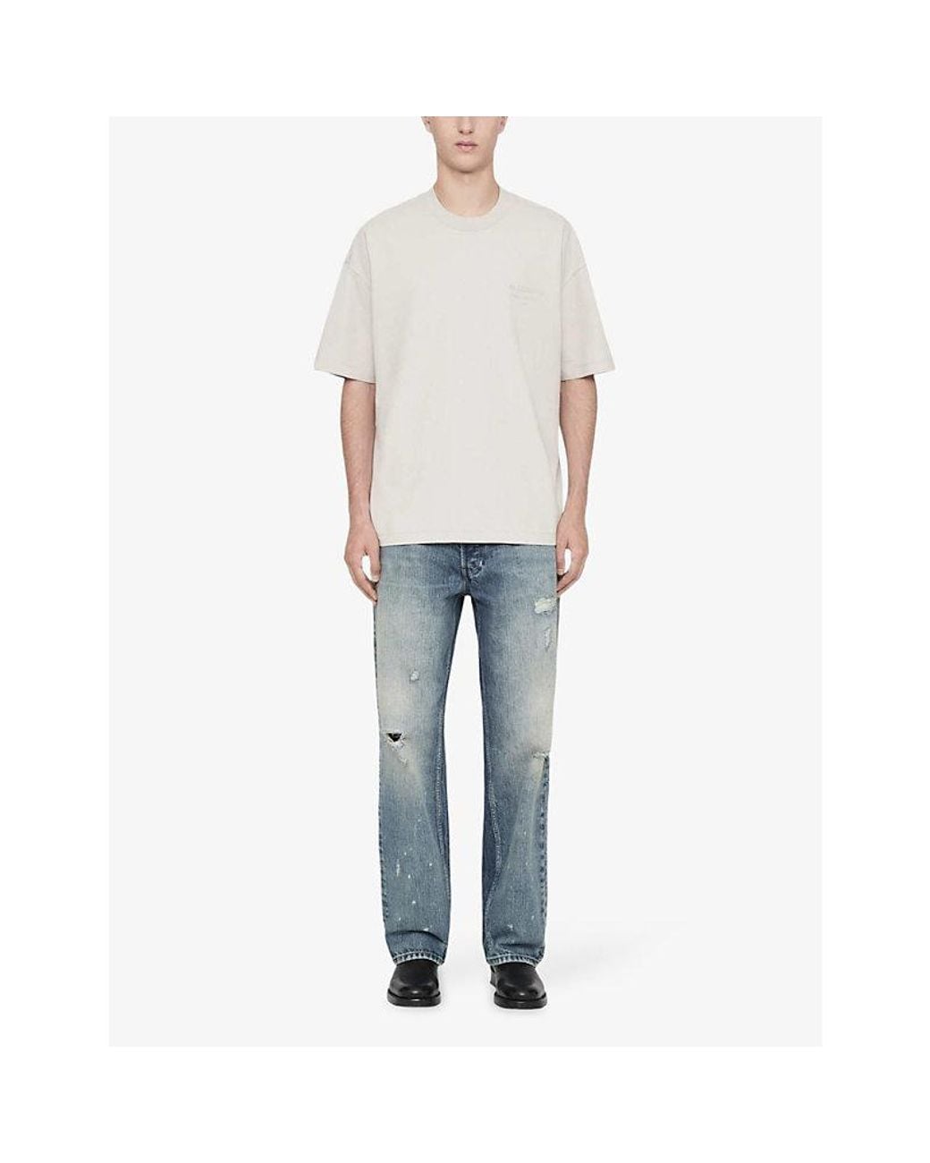AllSaints White Xander Logo-Embossed Short-Sleeve Cotton T-Shirt for men
