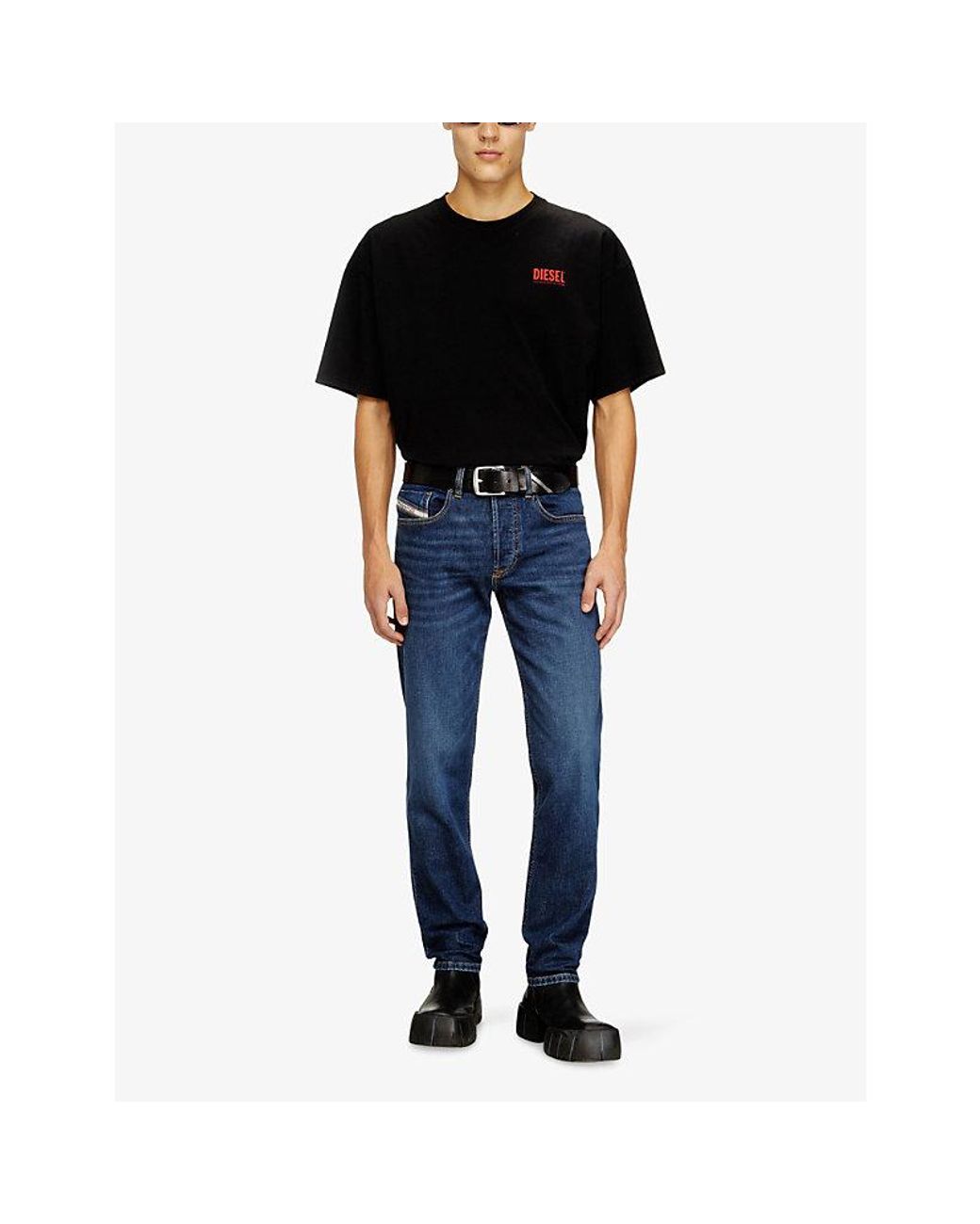 DIESEL Blue 2023 D-Finitive 0Adbg Tapered-Leg Denim Jeans for men