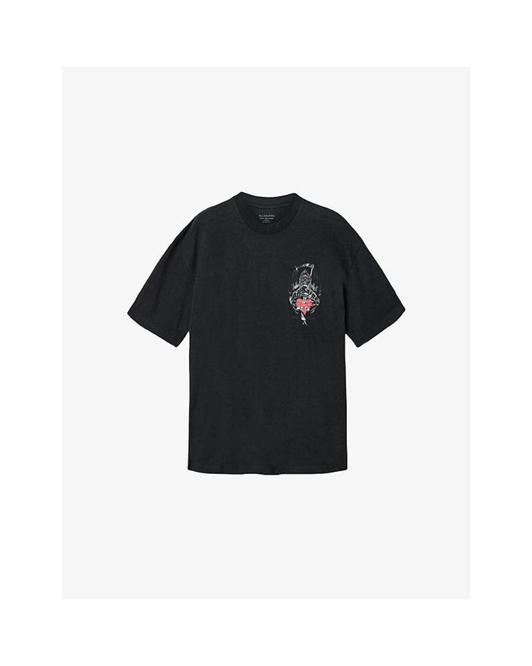 AllSaints Black Scimitar Graphic-Print Cotton T-Shirt for men