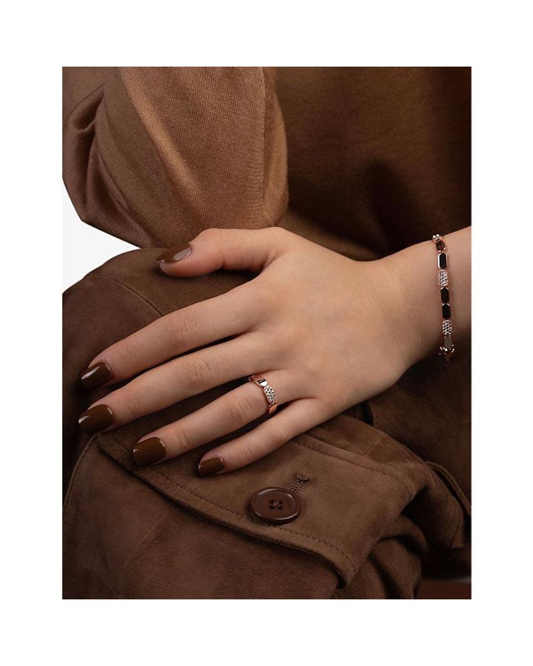 Apm Monaco White Dainty 18Ct Rose-Plated Alloy And Cubic Zirconia Ring