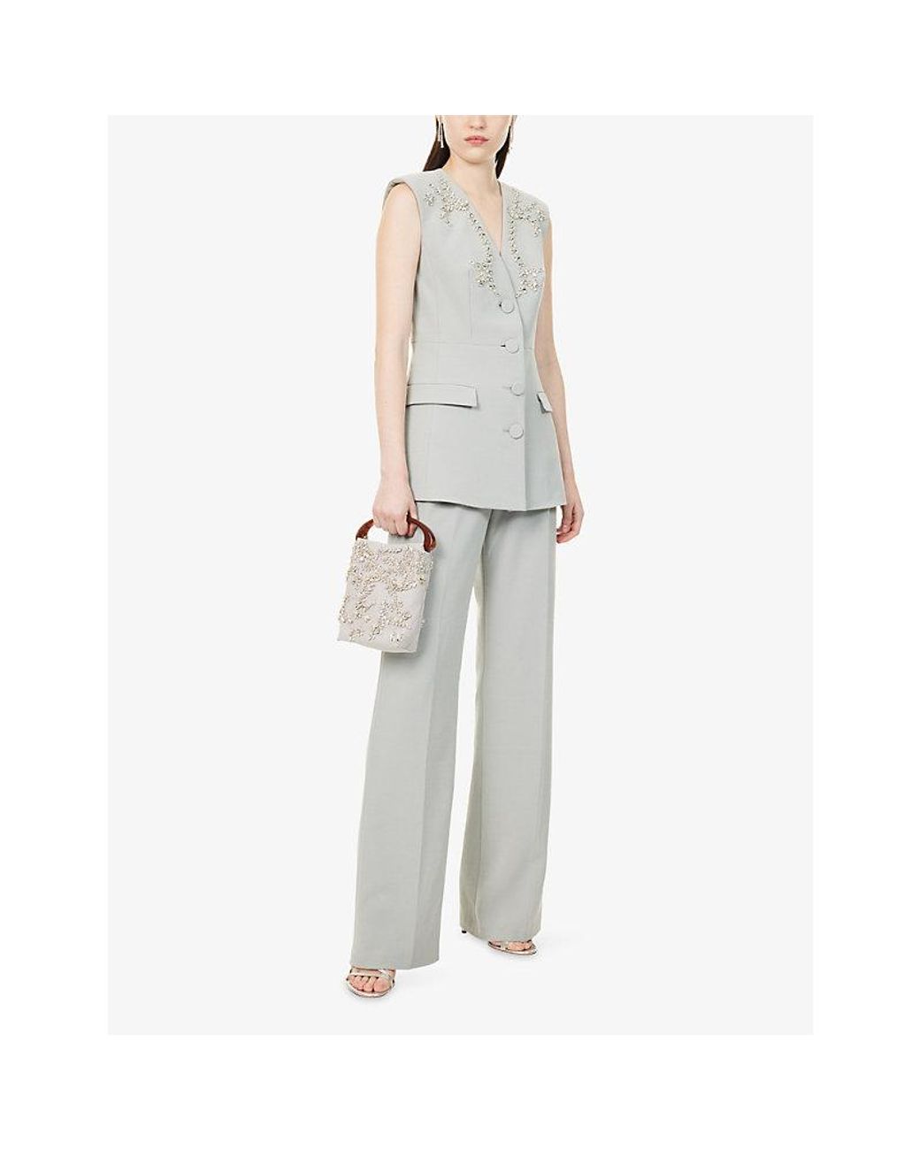 Huishan Zhang Gray Lucian Straight-Leg Woven Trousers