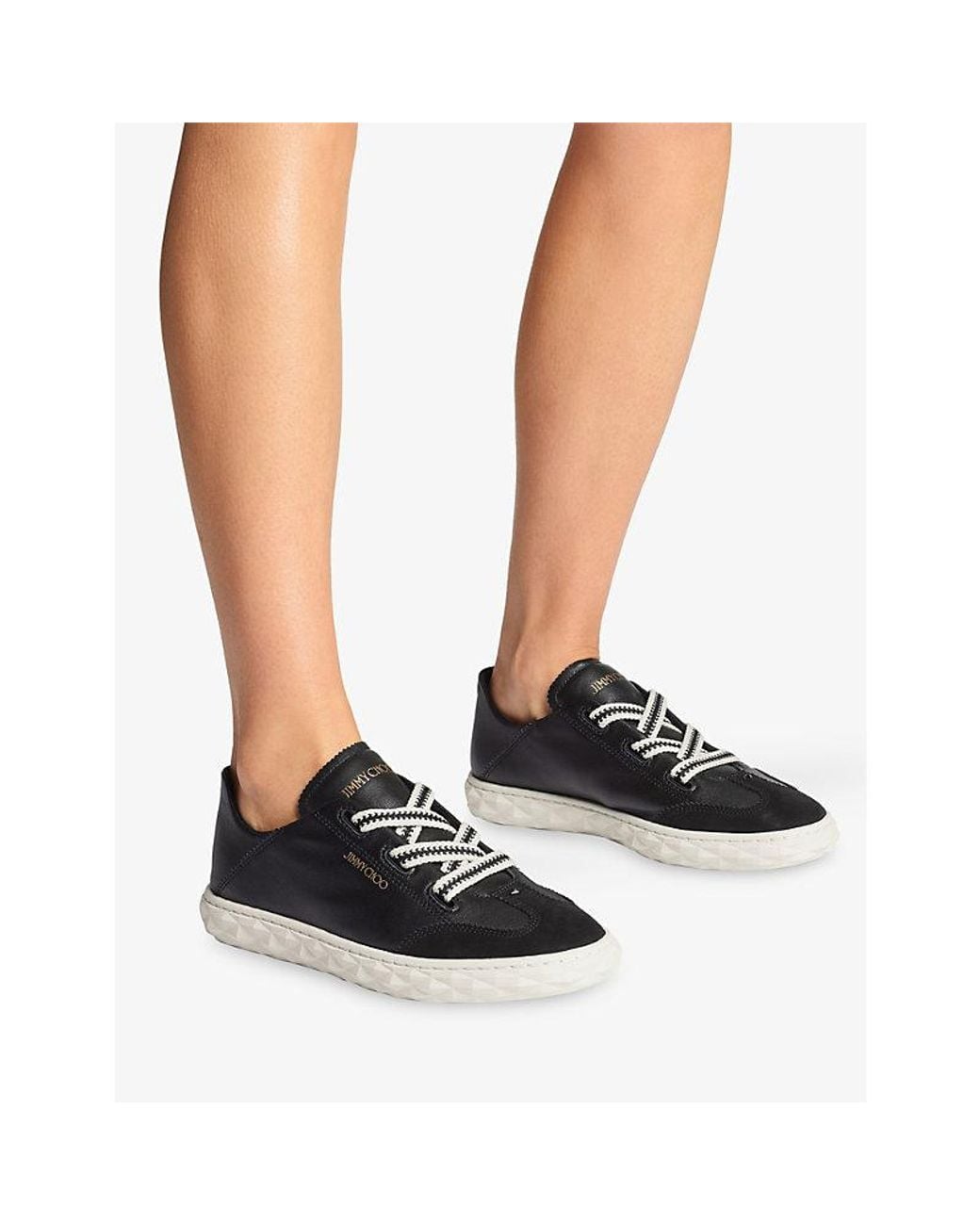 Jimmy Choo Black Diamond Light Flex Leather Low-Top Trainers