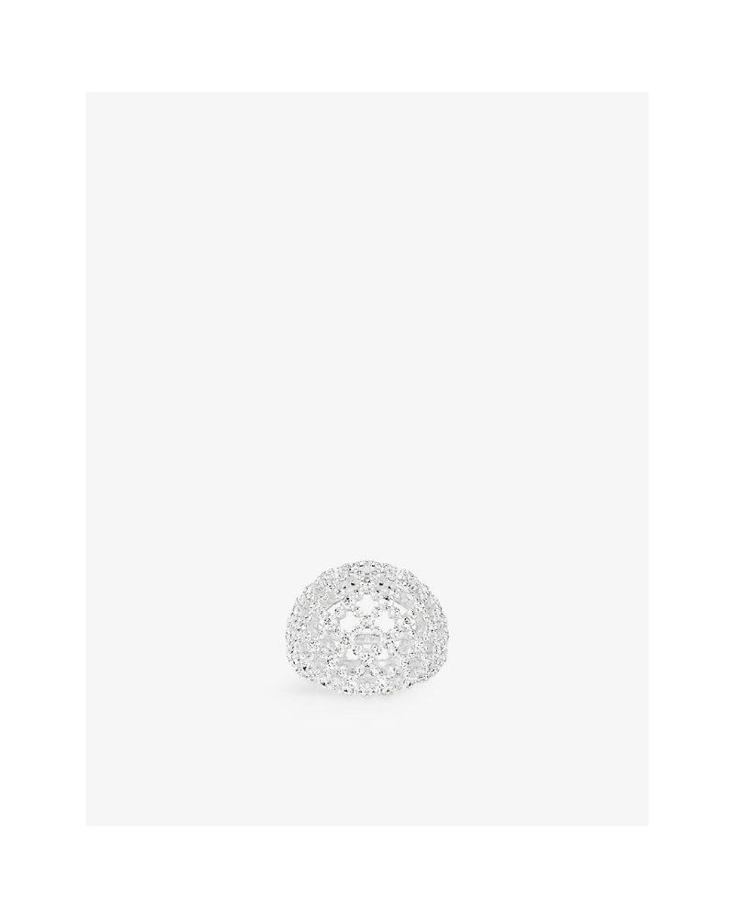 Apm Monaco White Maille Rivet Sterling- And Cubic Zirconia Ring