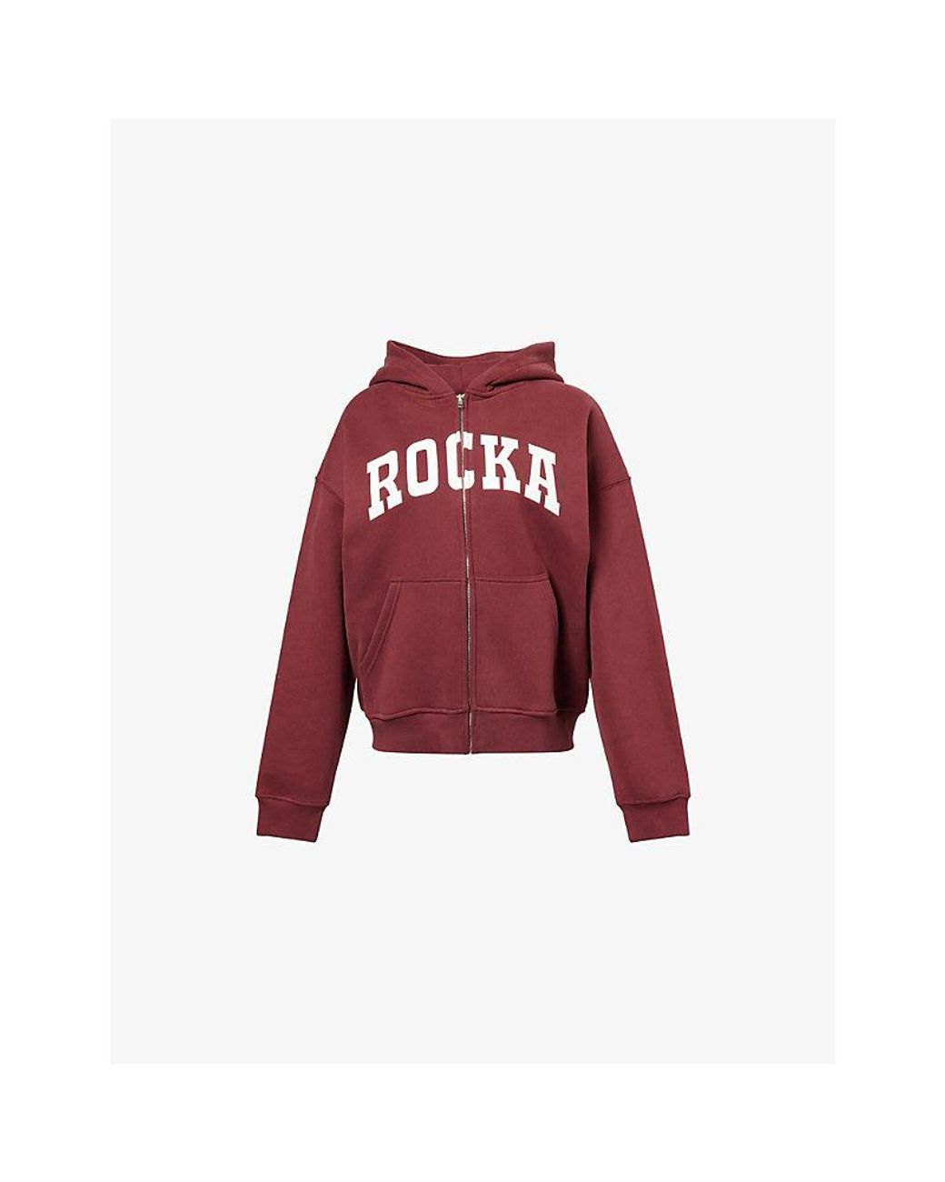 Ru & Rocka Red Varsity Logo-Print Jersey Hoodie