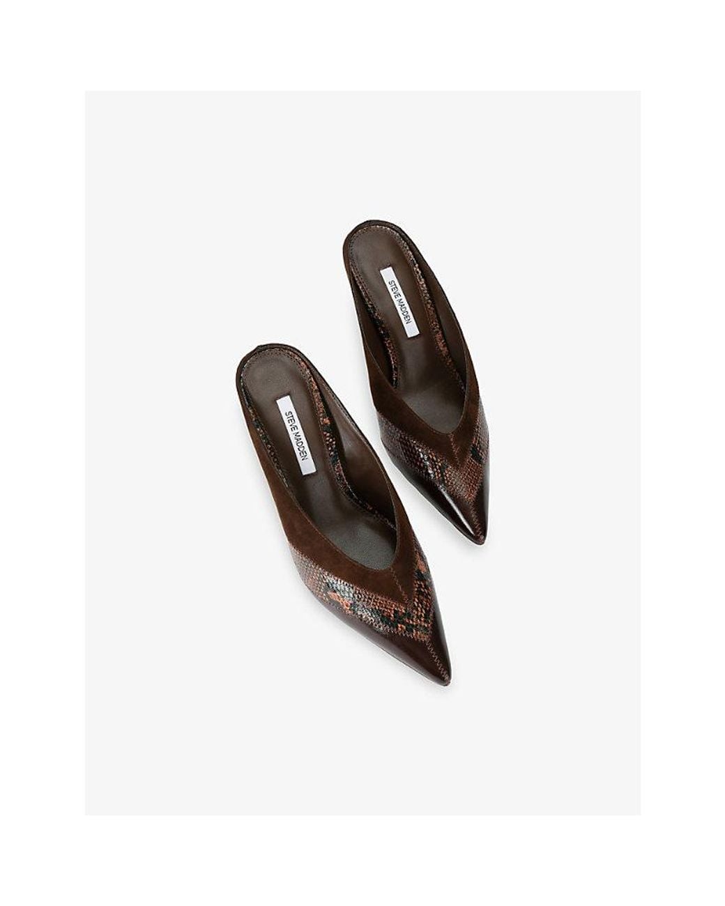 Steve Madden Brown Fonza Heeled Leather Backless Courts