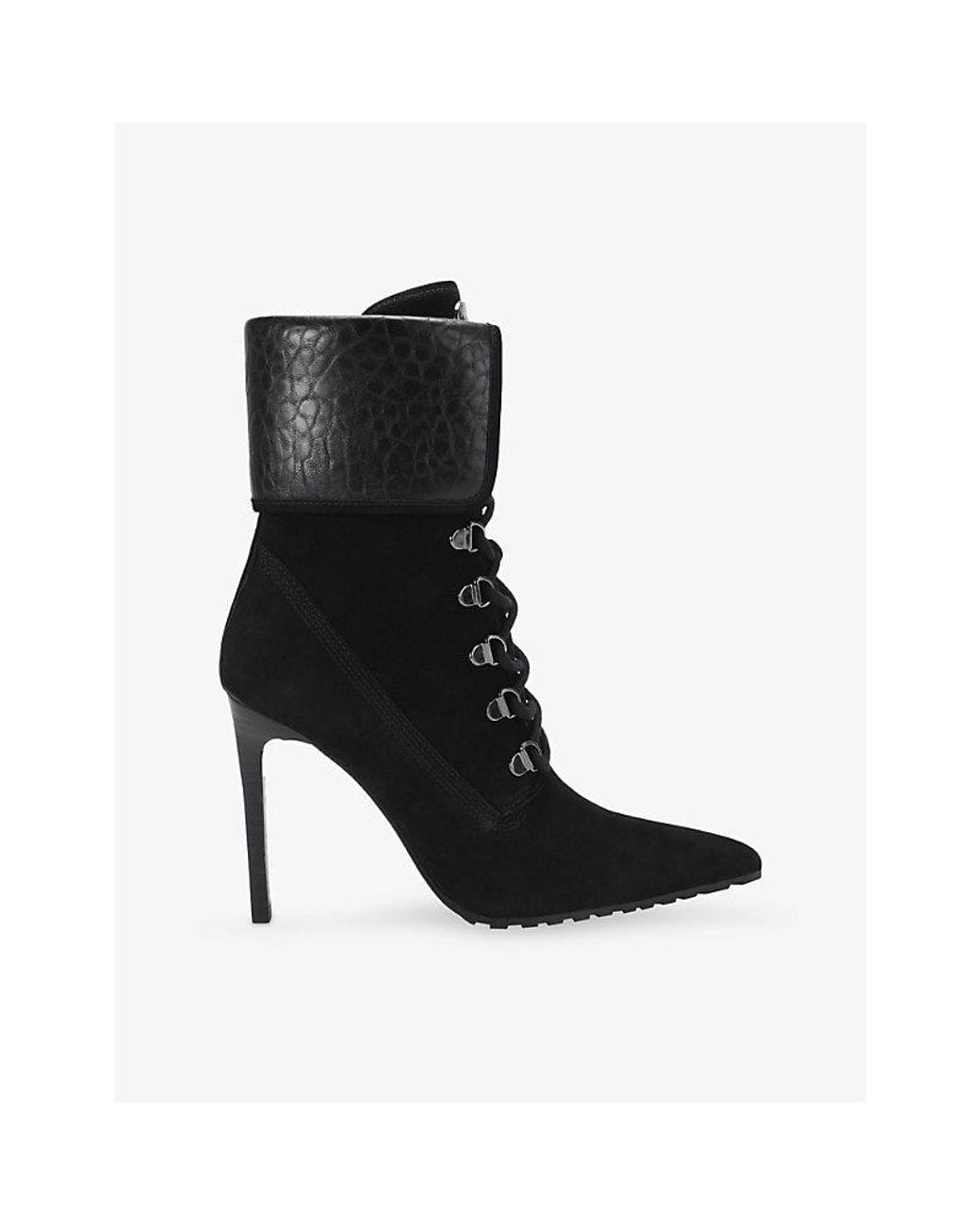 Steve Madden Black Morals Nubuck Leather Stiletto Heeled Boots