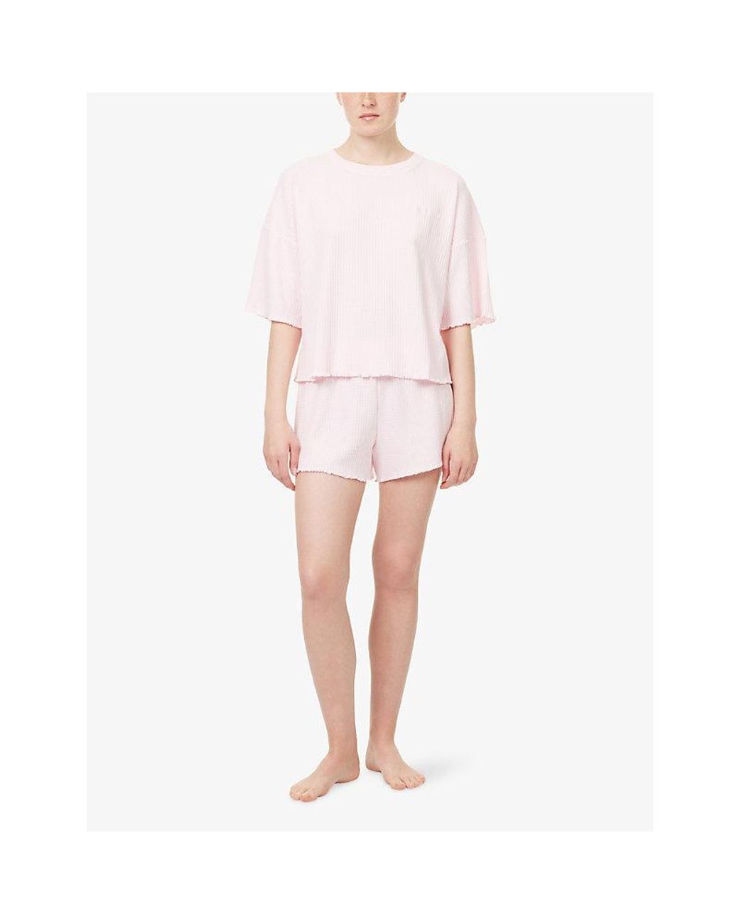 Lounge Underwear Pink Soft Waffle Knitted Pyjama Top