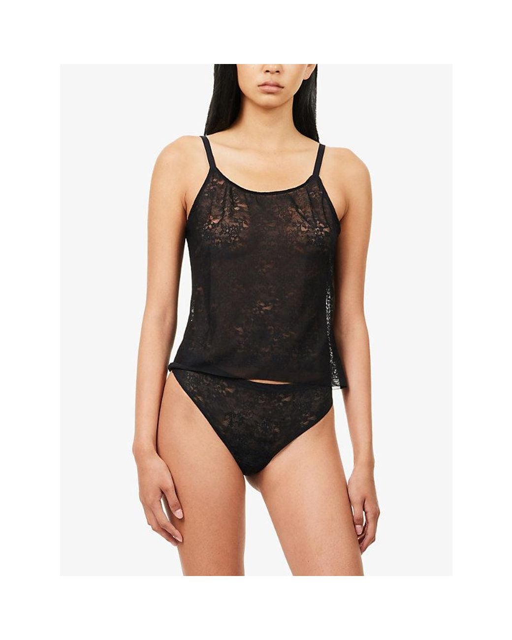 Spanx Black Supersmooth Day To Date Night Stretch-Lace Thong