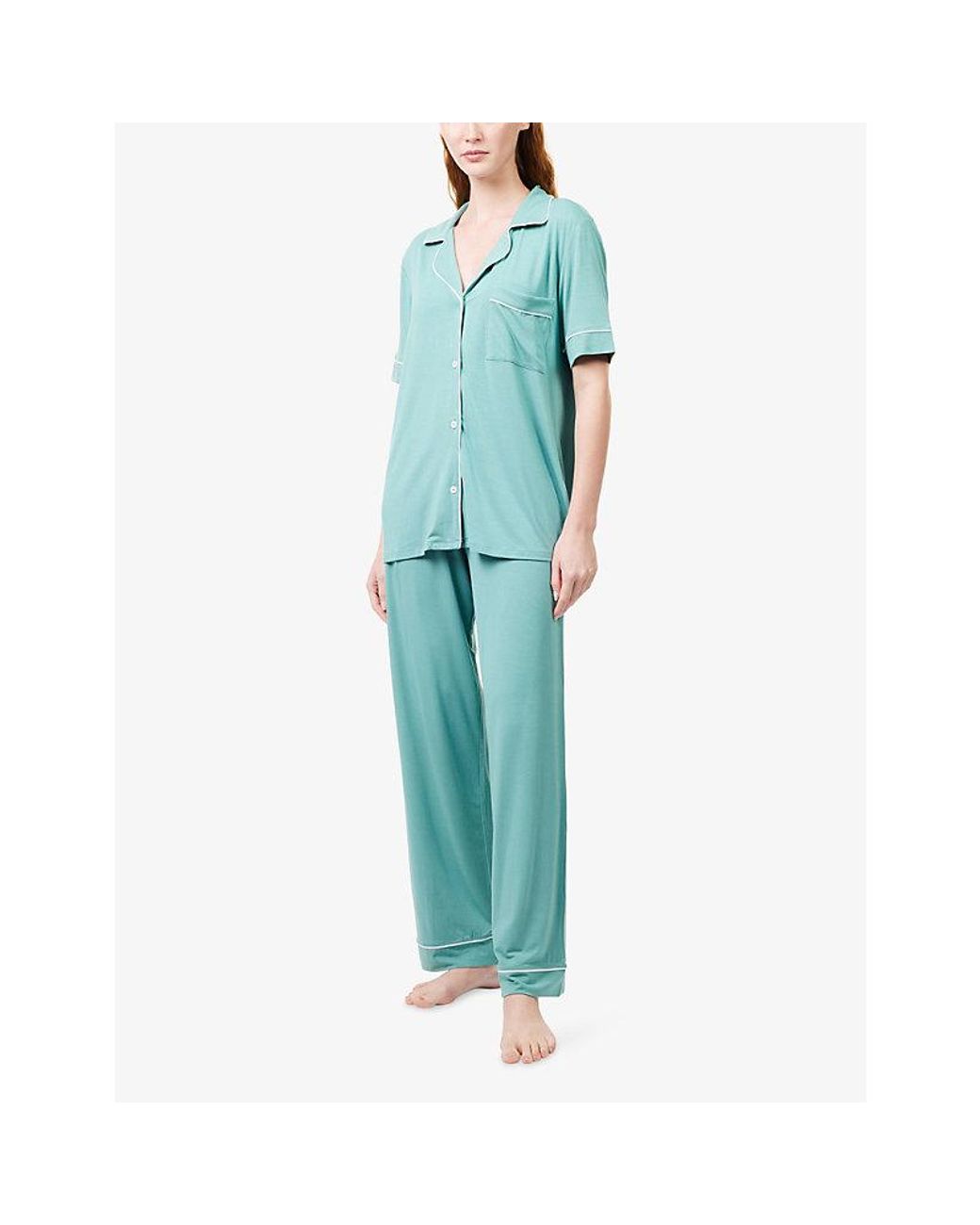 Eberjey Blue Gisele Long-Sleeve Modal-Jersey Pyjama Set