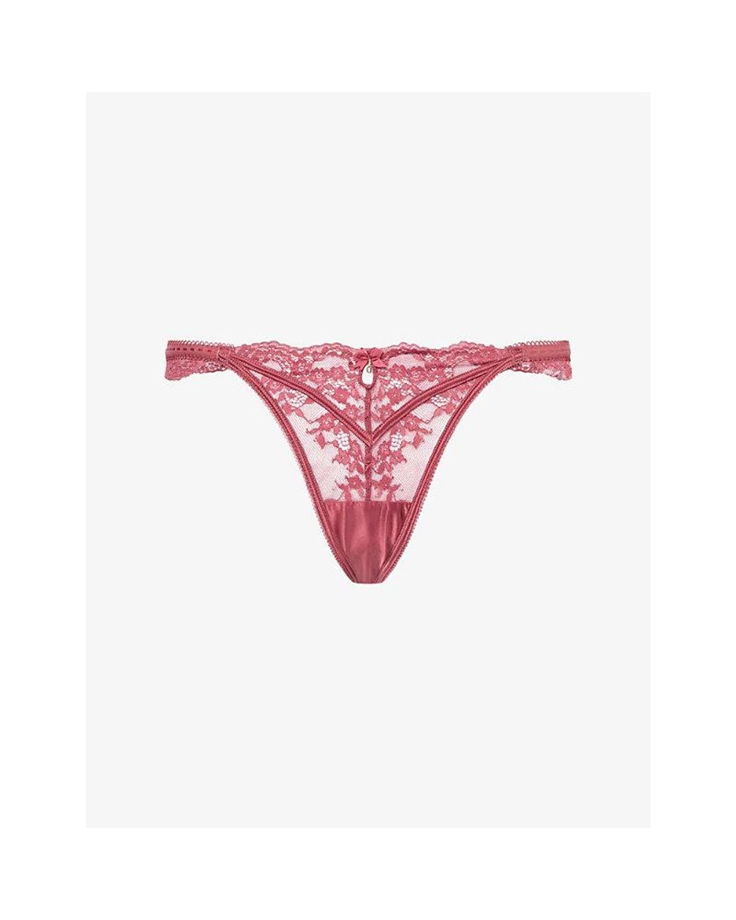 Lounge Underwear Pink Enchant Semi-Sheer Stretch-Lace Thong