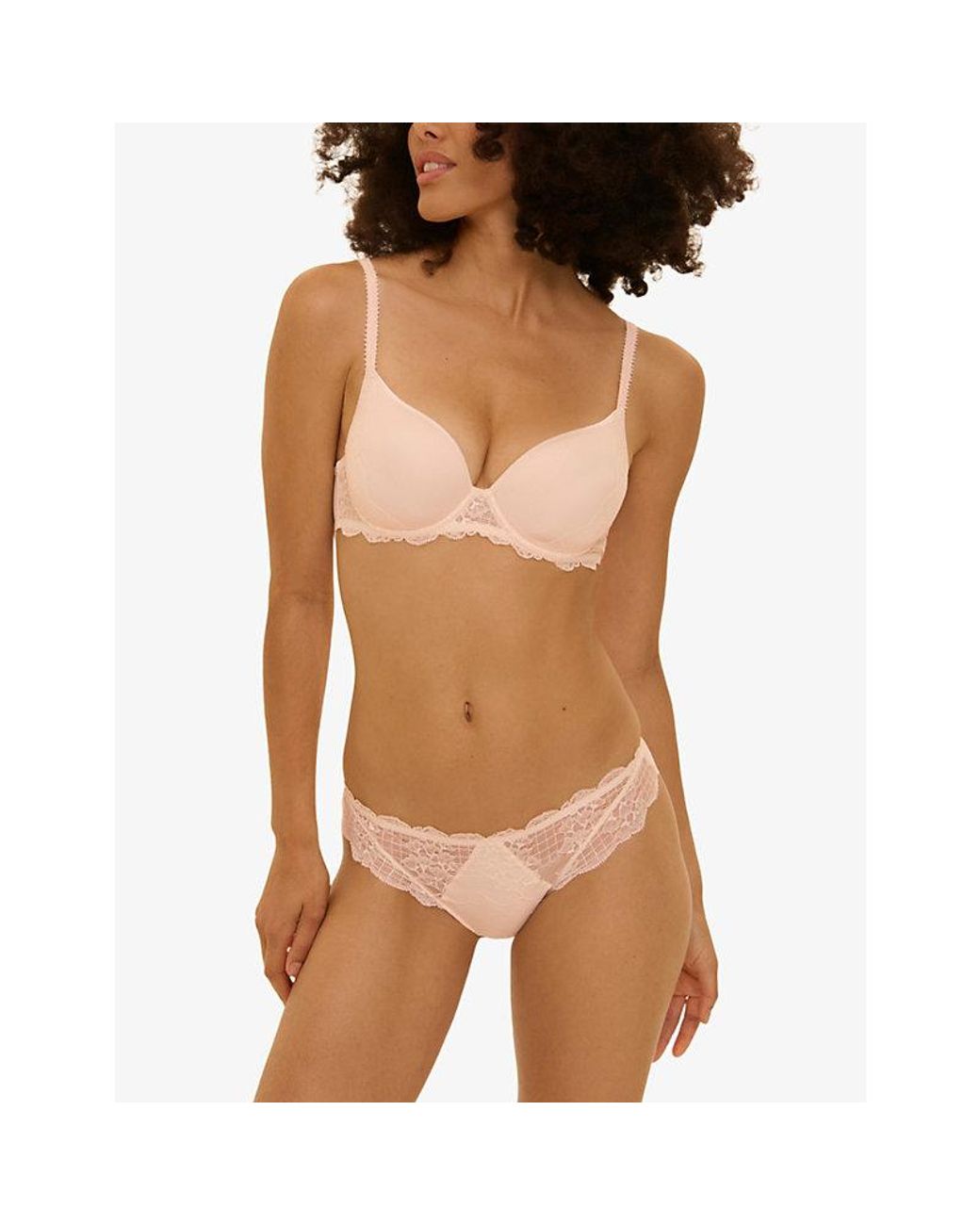 Simone Perele White Reve Plunge Stretch-Woven Bra