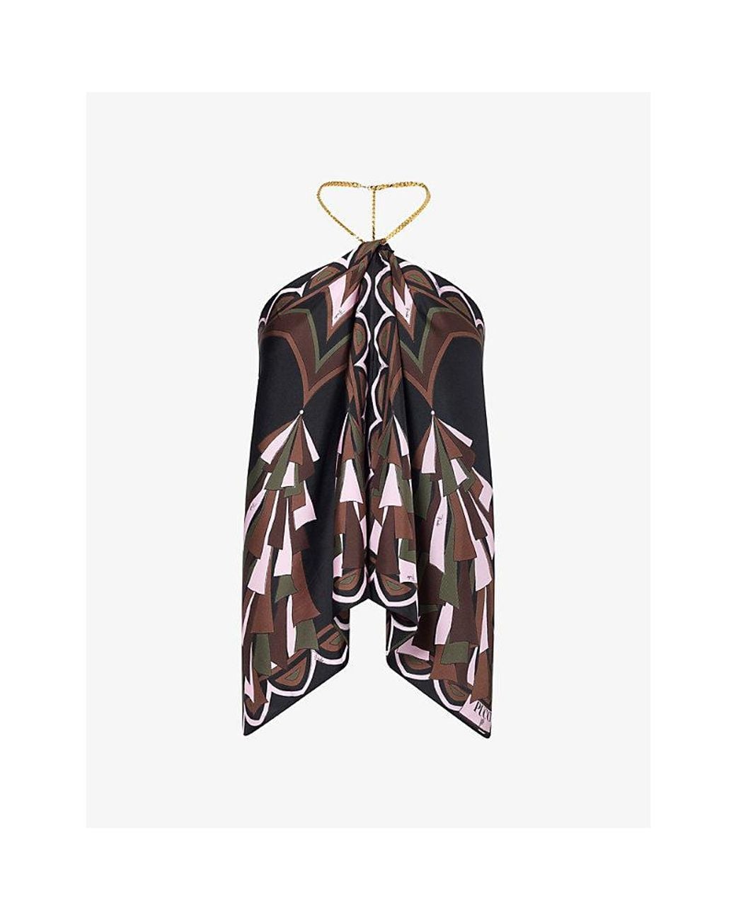 Emilio Pucci Black Scarf Silk Twill Top