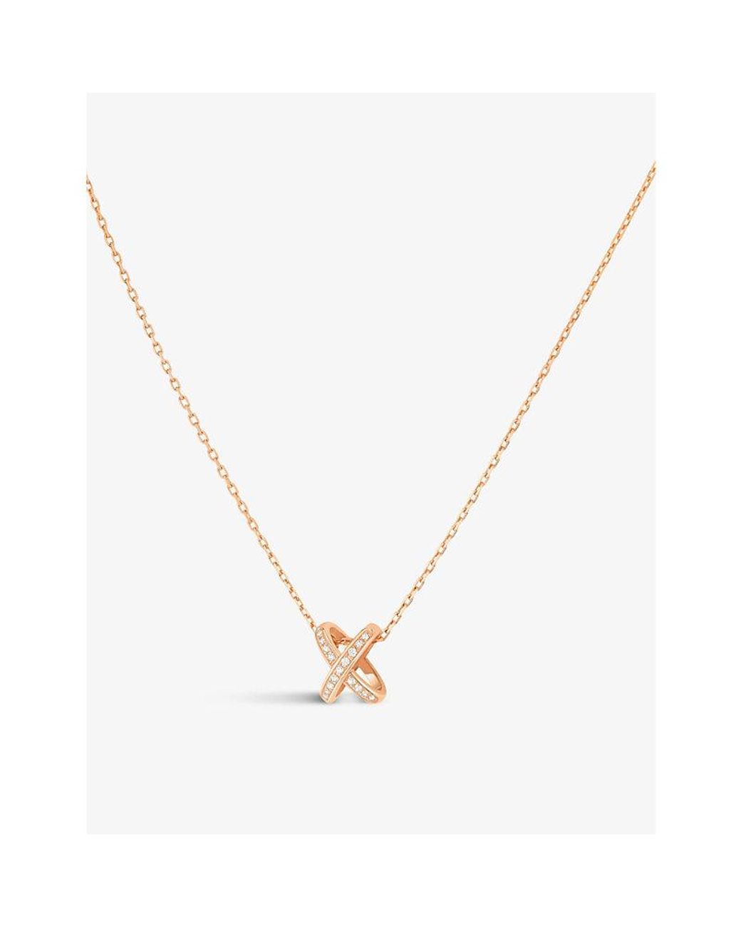 Chaumet White Jeux De Liens 18-Carat Rose And 0.11Ct Diamond Pendant Necklace