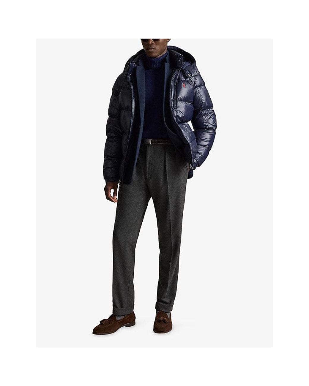 Polo Ralph Lauren Blue Gorham Hooded Shell-Down Puffer Jacket for men