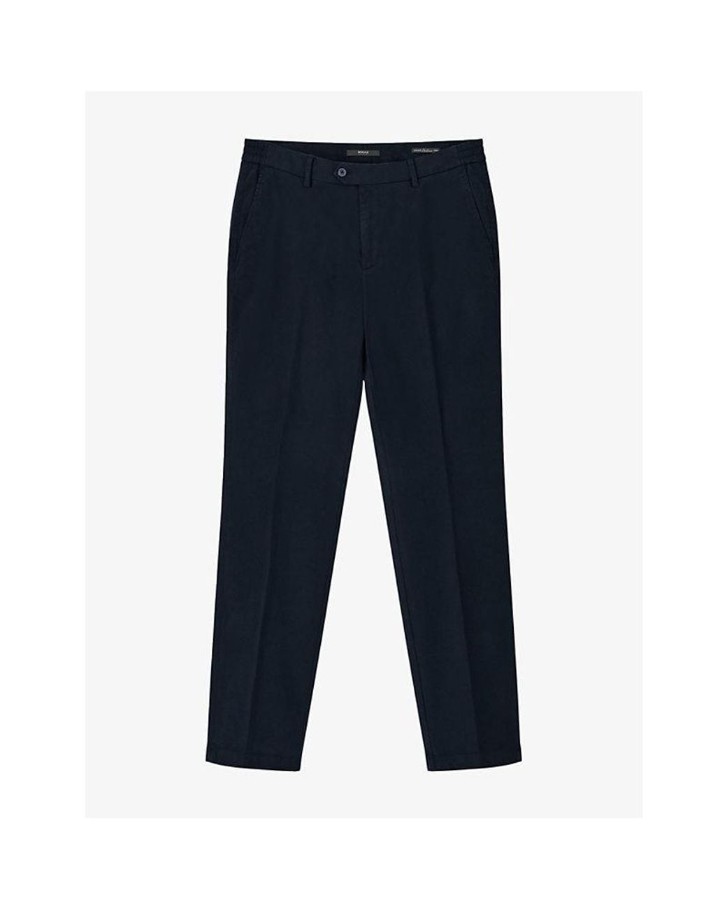 Boggi Blue Straight-Leg Regular-Fit Stretch Cotton-Blend Trousers for men