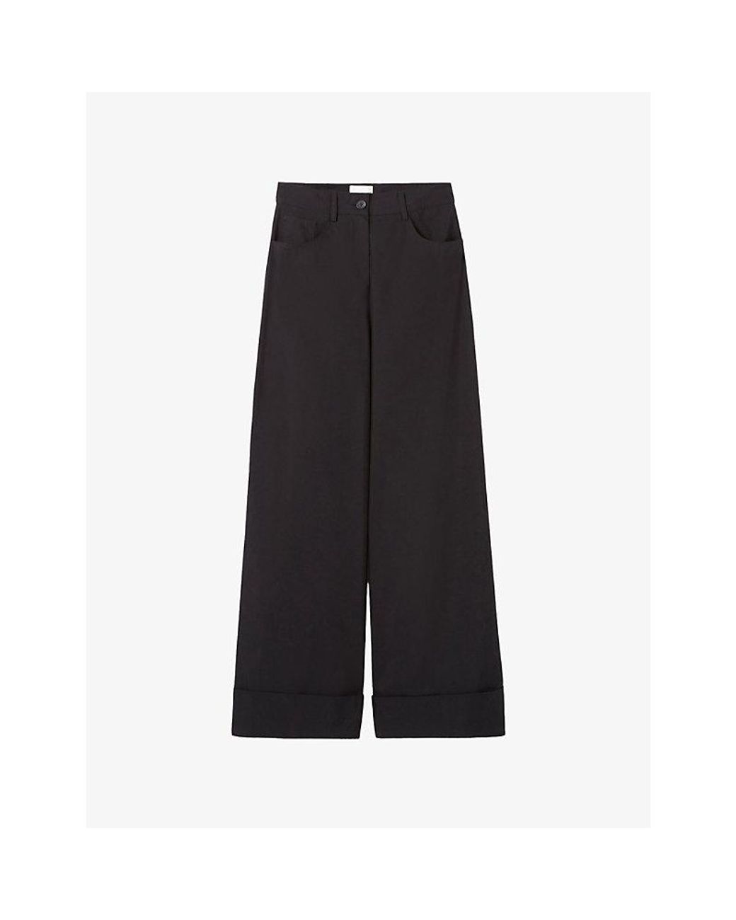 Claudie Pierlot Black Wide-Leg High-Rise Cotton Trousers