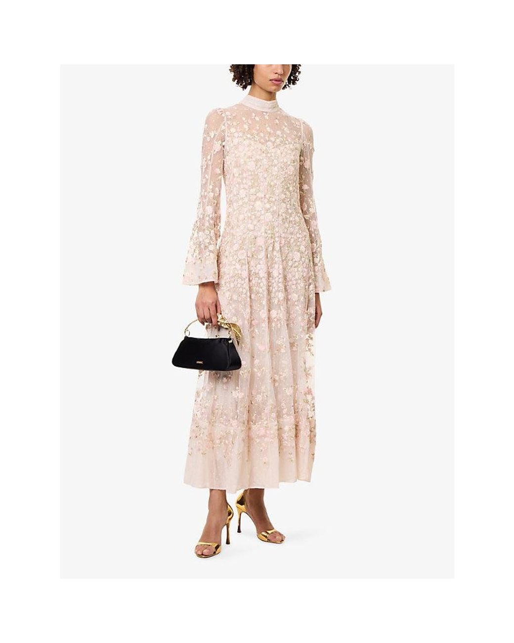 Needle & Thread Pink Sylvia Long Sleeve Gown