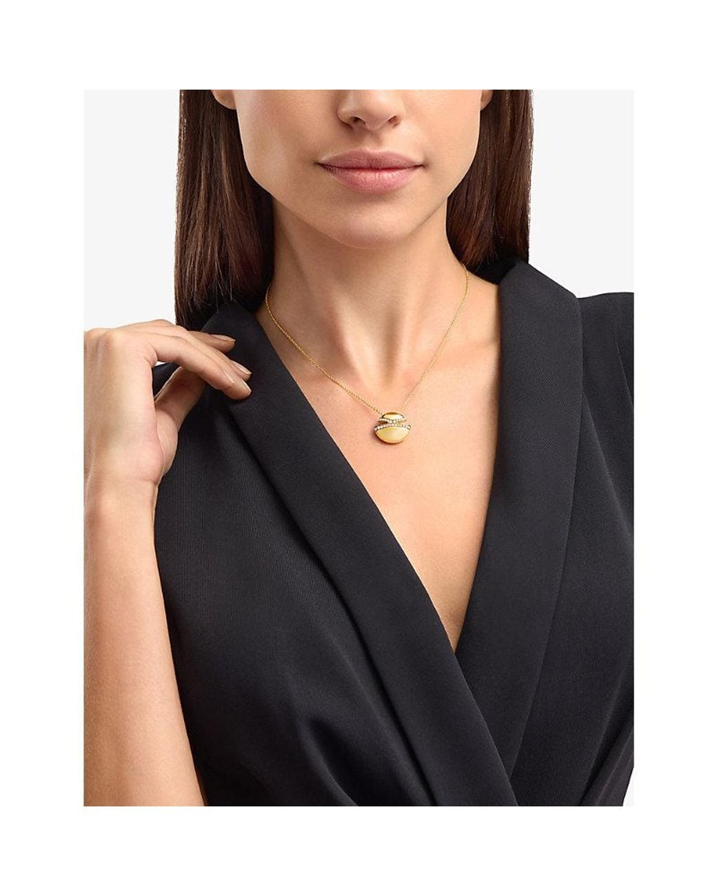 BVLGARI Metallic Cabochon 18Ct- And 0.55Ct Pavé-Diamond Pendant Necklace