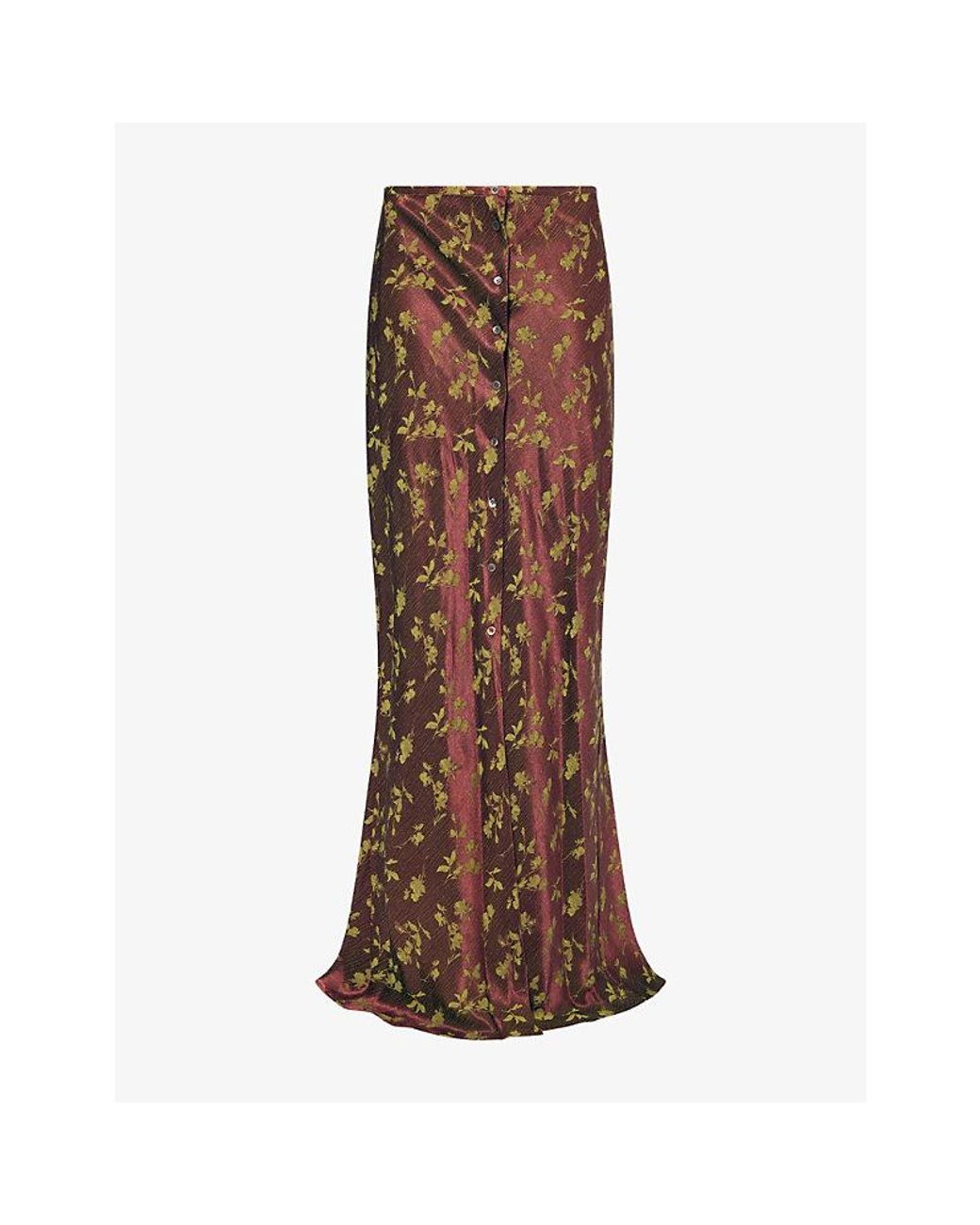 Dries Van Noten Brown Serylo Printed Woven Maxi Skirt