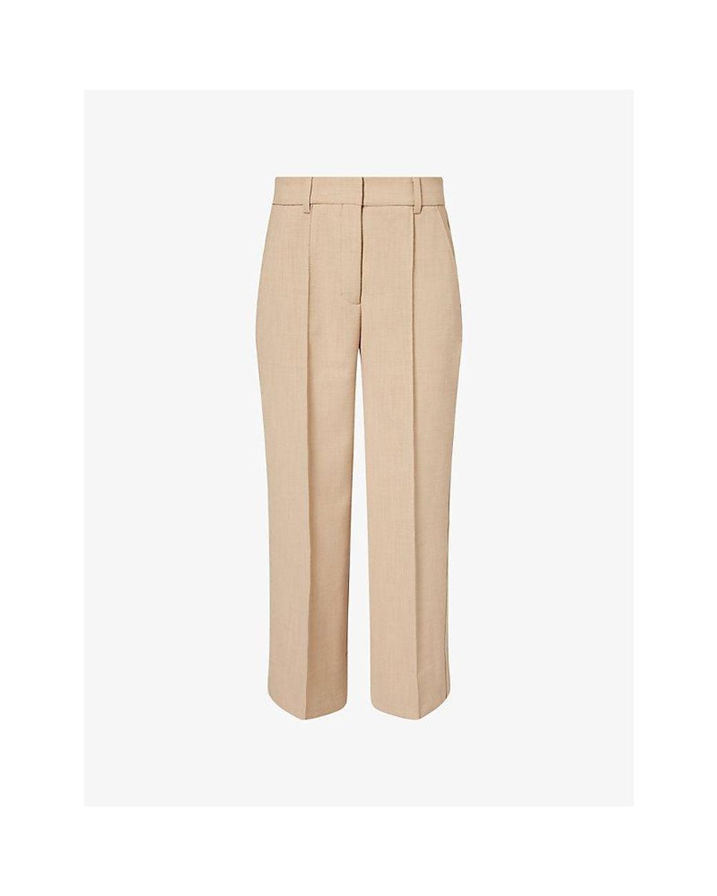ME+EM Natural Tailored Cropped-Leg Woven Trousers