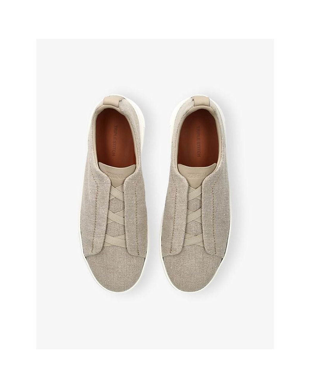 Zegna White X3 Triple Stitch Woven Low-Top Trainers for men