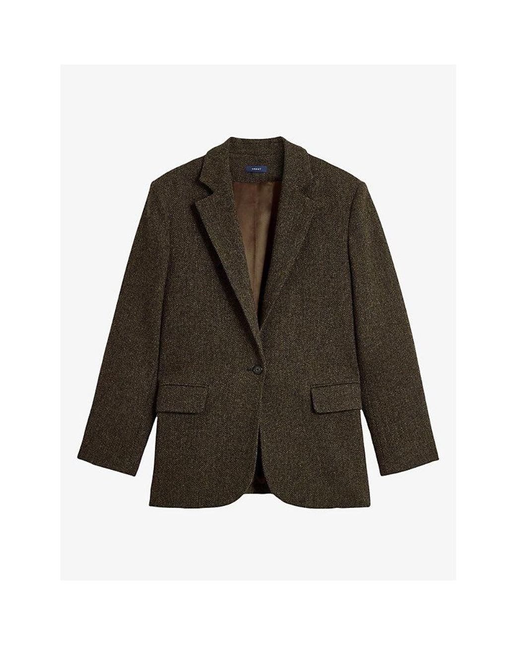 Soeur Green Sevres Single-Breasted Wool Blazer