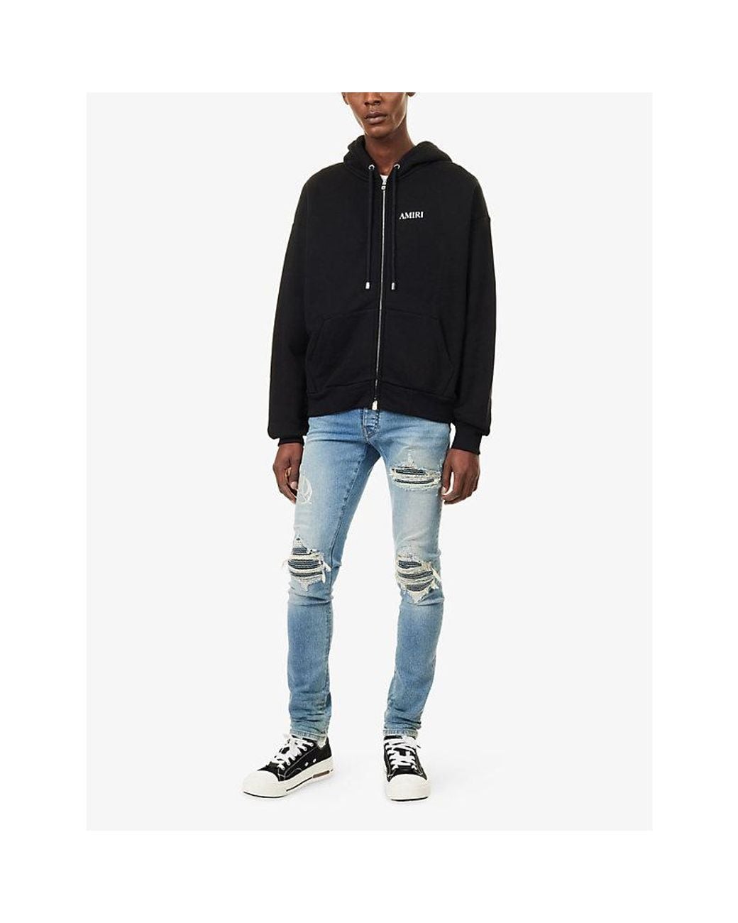 Amiri Black Relaxed-Fit Logo-Print Cotton Hoodie for men