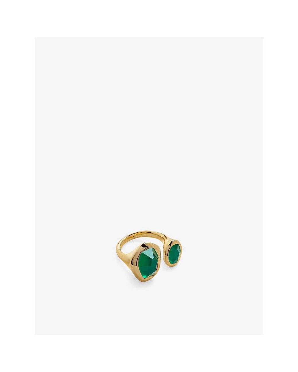 Monica Vinader White Odyssey 18Ct Vermeil-Plated 925 Sterling And Onyx Open Ring