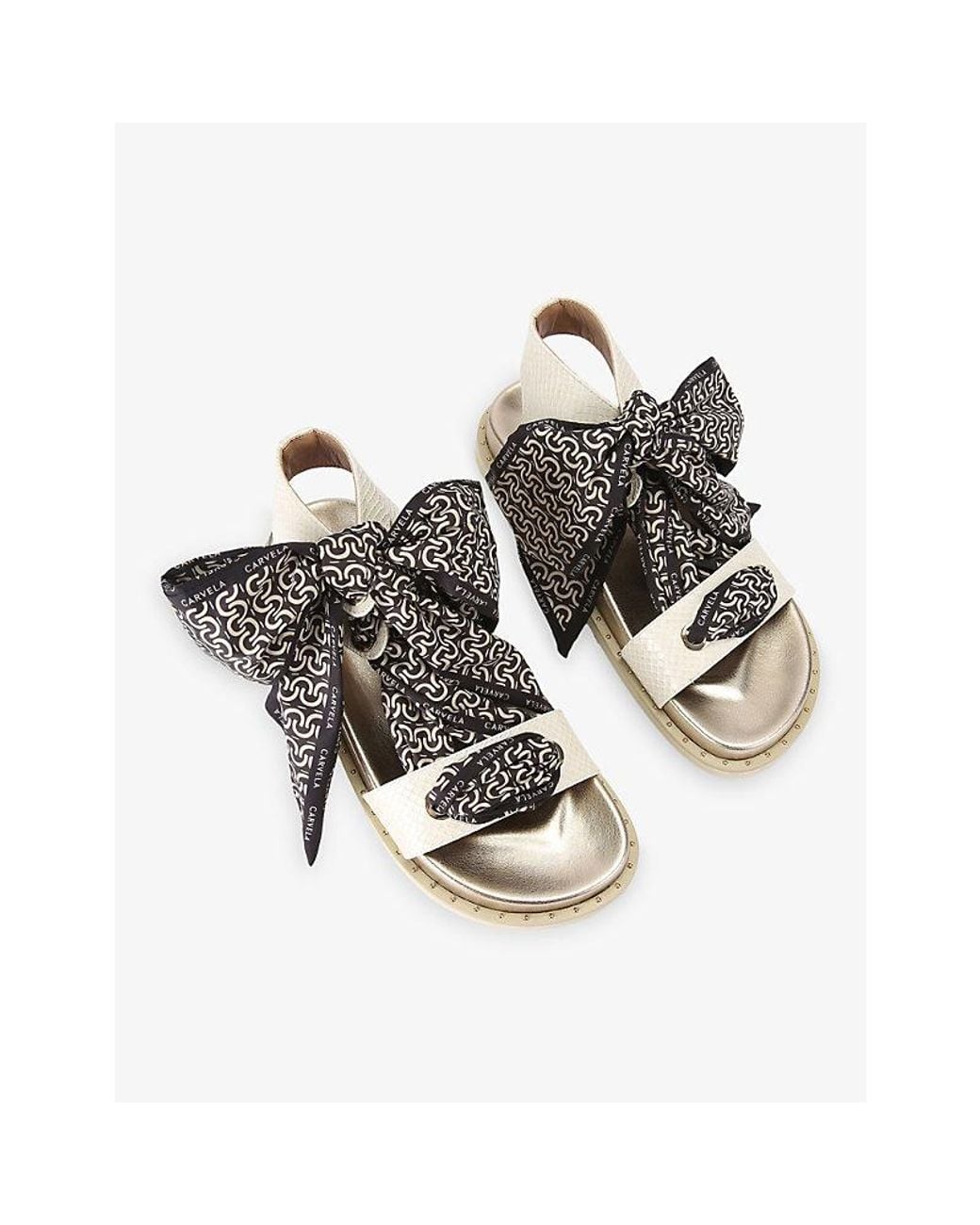 Carvela Kurt Geiger White Sorrento Scarf Faux-Leather Sandals