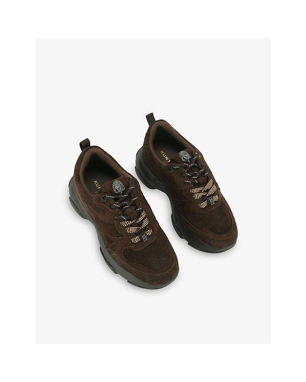 Kurt Geiger Brown Shine Suede Trainers