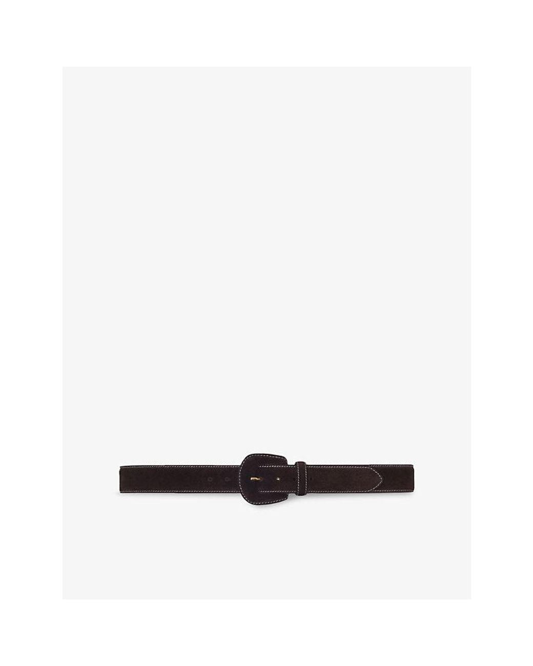 Maje Brown Contrast-Stitch Suede Belt