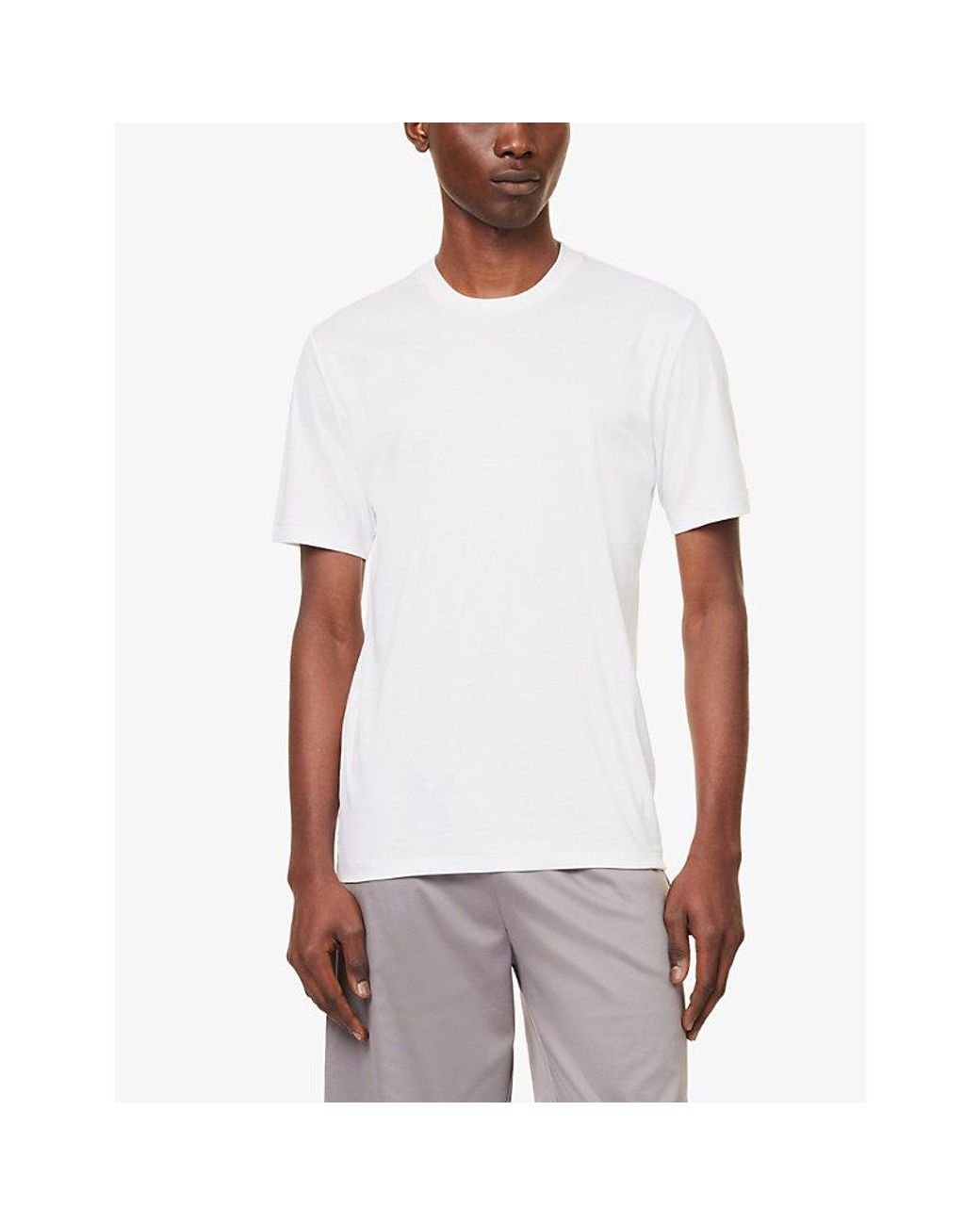 Zimmerli of Switzerland White Crewneck Cotton-Jersey T-Shirt for men