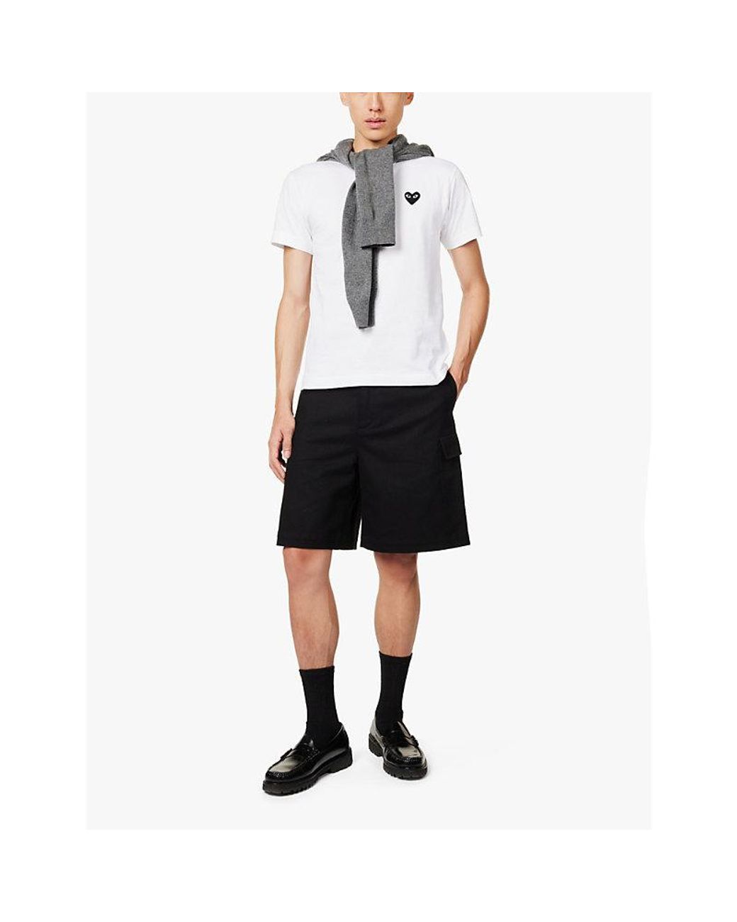 COMME DES GARÇONS PLAY White Small Heart Brand-Appliqué Cotton-Jersey T-Shirt for men