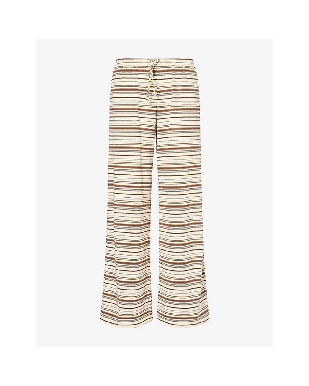The Couture Club Natural Striped Wide-Leg Jersey Jogging Bottoms