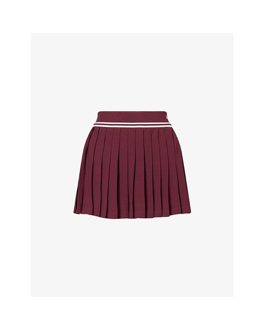 Sporty & Rich Red Abigail Signature-Logo Woven Mini Skirt