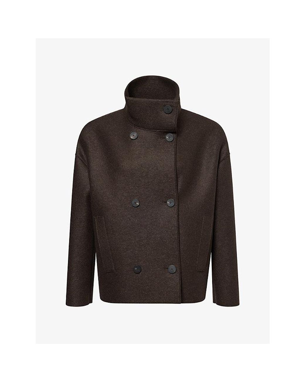 Harris Wharf London Black Cropped Funnel Wool Jacket