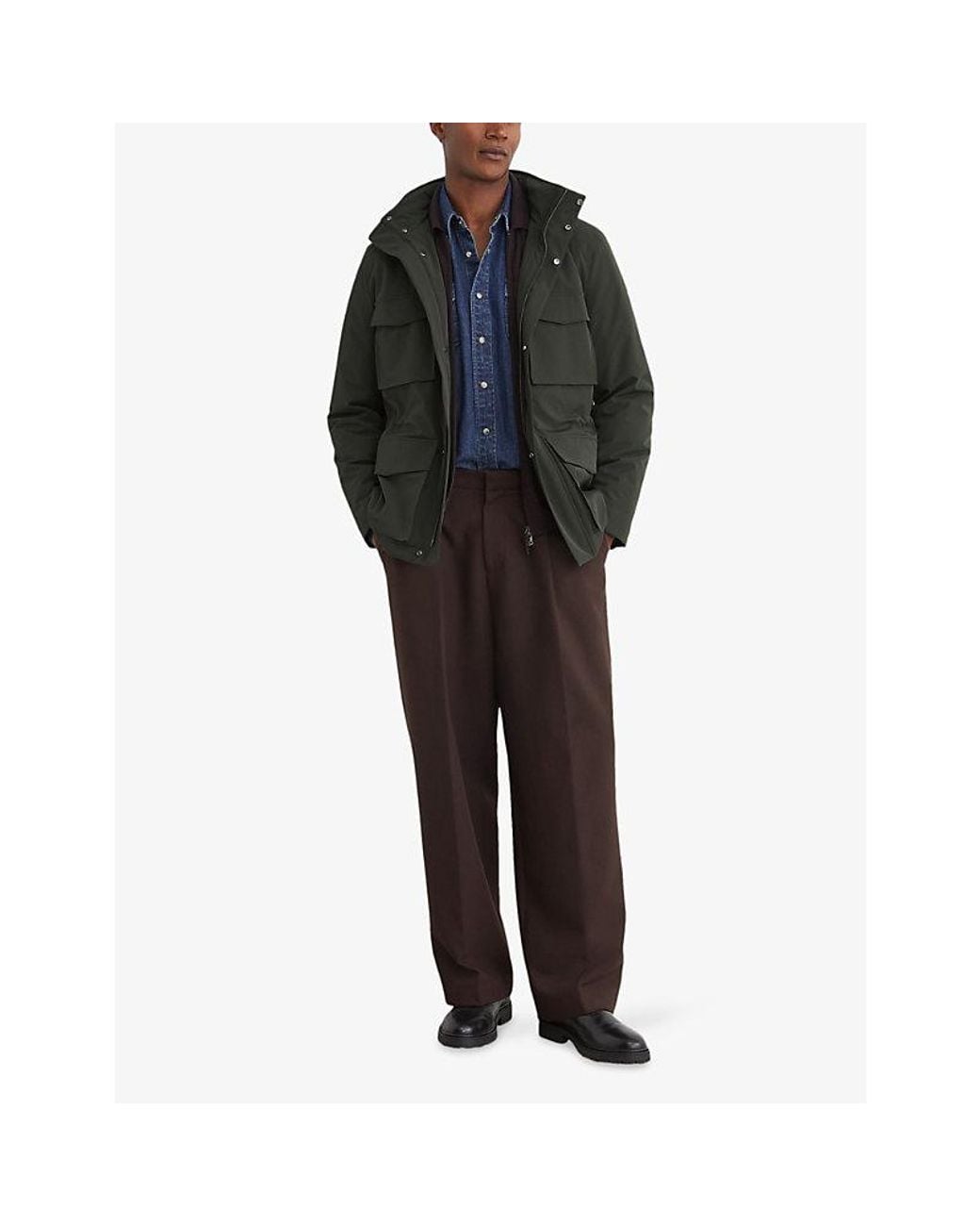 Reiss Green Glick Gilet-Insert Woven Jacket for men