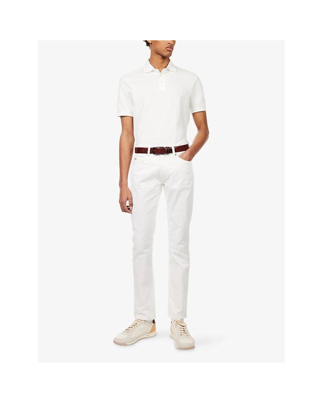 Emporio Armani White Regular-Fit Slim-Leg Denim Jeans for men