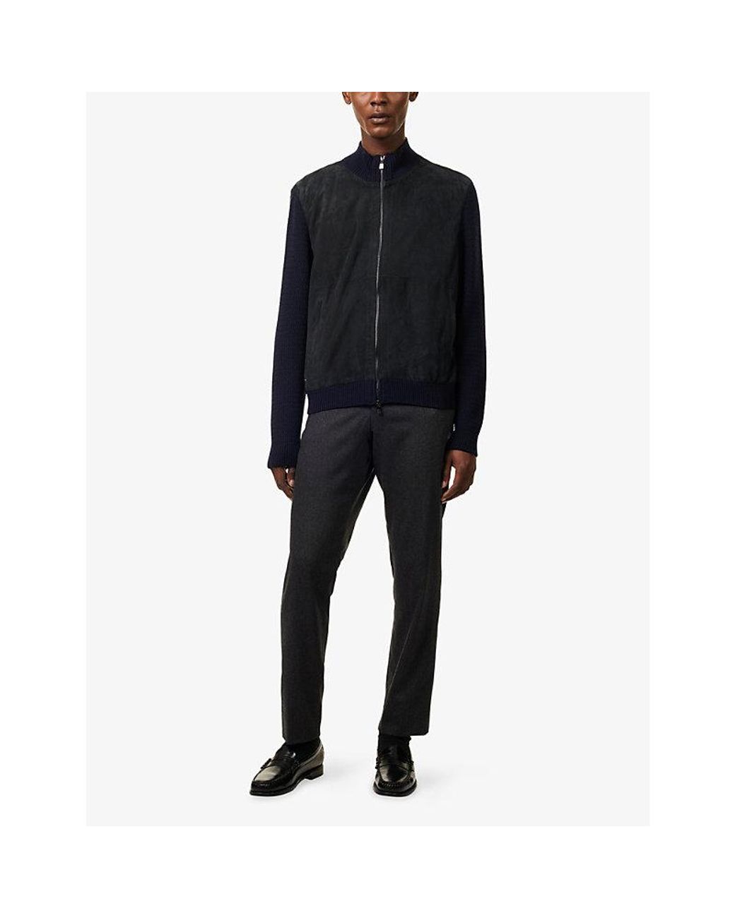 Corneliani Blue Regular-Fit Straight-Leg Wool-And-Cashmere Trousers for men