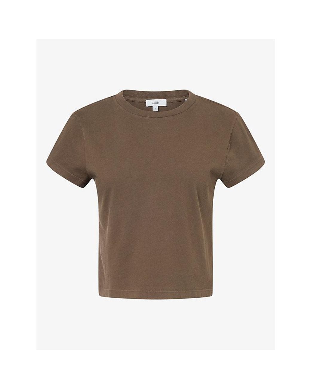 Agolde Brown Adine Shrunken Cotton T-Shirt