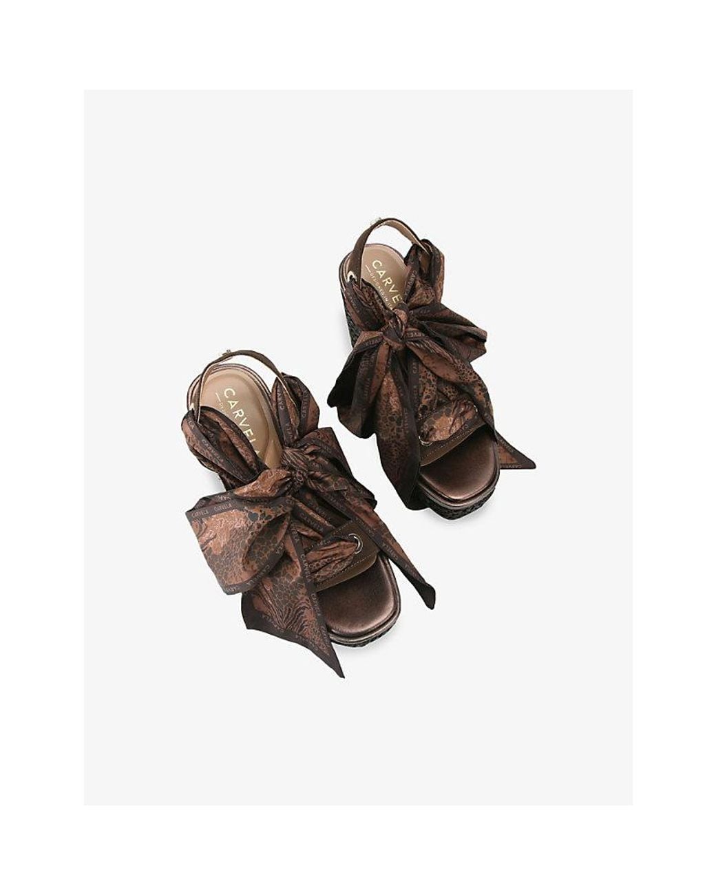 Carvela Kurt Geiger Brown Sorrento Scarf Faux-Suede Wedge Sandals