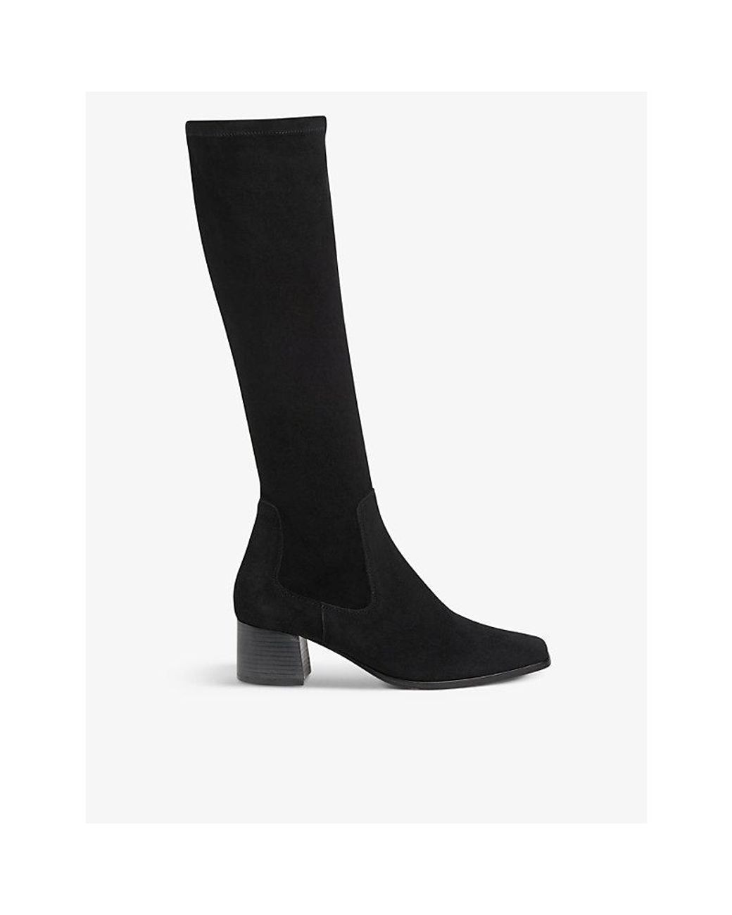Whistles Black Blair Zipped Suede Knee-High Boots