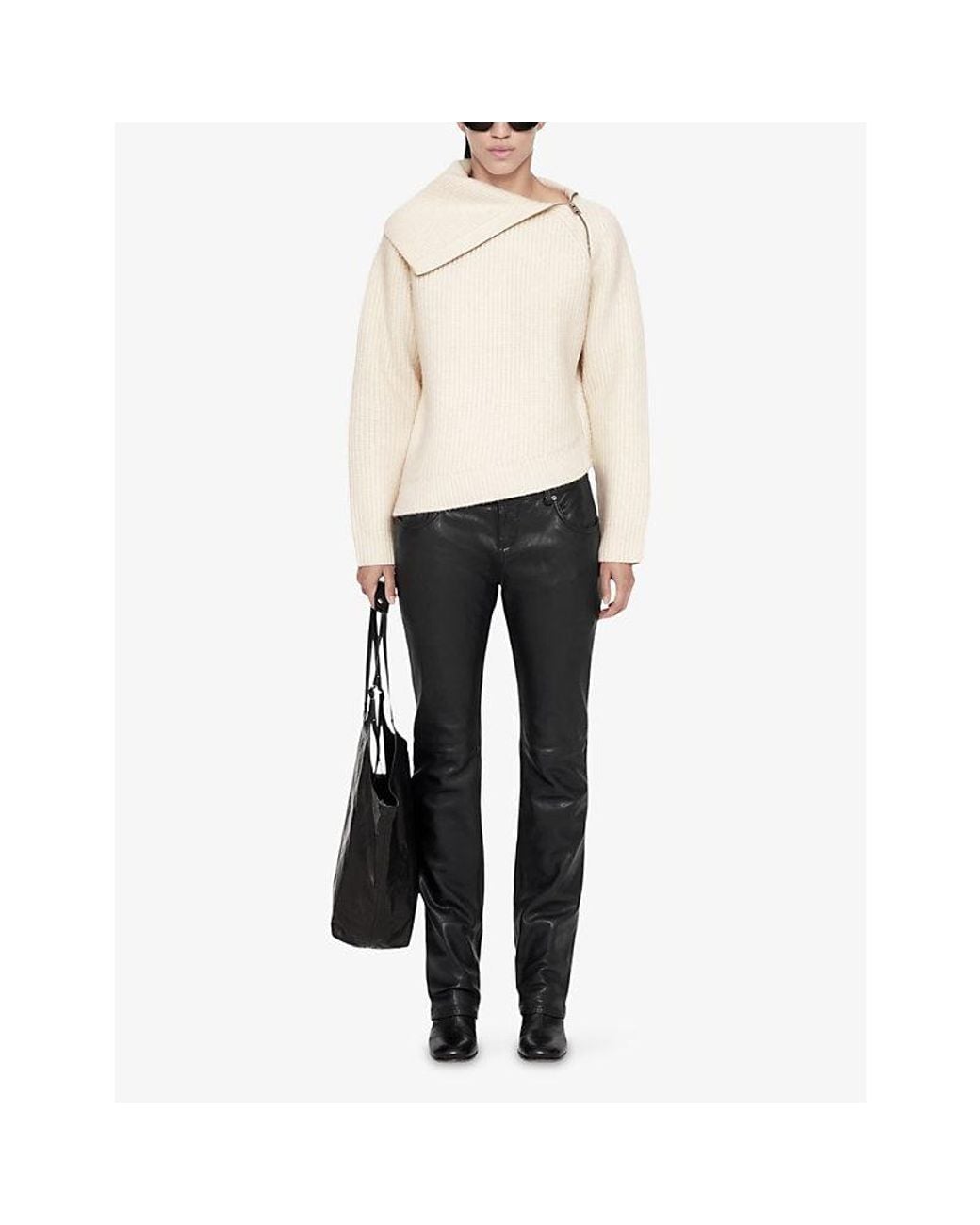 AllSaints Natural Cleo Funnel-Neck Wool Jumper